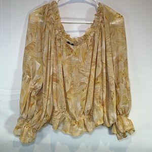 Vici Women's Medium Sunshine Yellow Off the Shoulder Blouse‎ Voluminous Sleeves